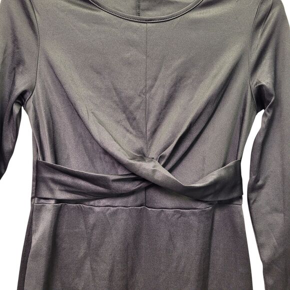 Women's Elegant Office Long Sleeve Midi Solid Black Dress Size Medium - Picture 3 of 10